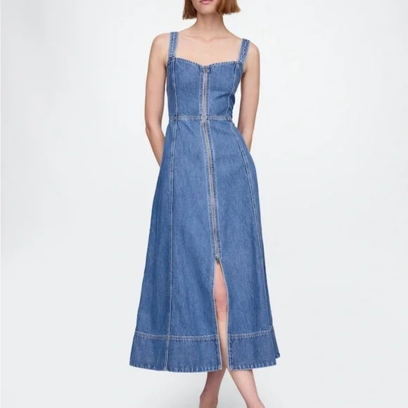 GAP UltraSoft Blue Denim Maxi Dress - Picture 1 of 7